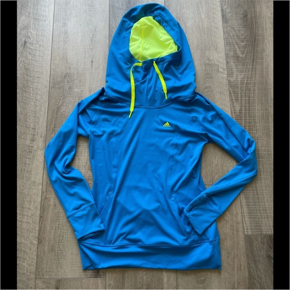 Adidas Climalite Hooded Long Pullover in Blue Size XS - Picture 1 of 3